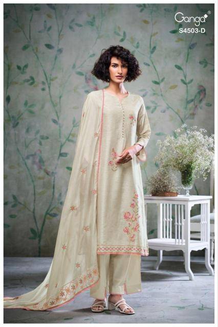Ganga fivya 4503 dress material wholesalers for boutiques